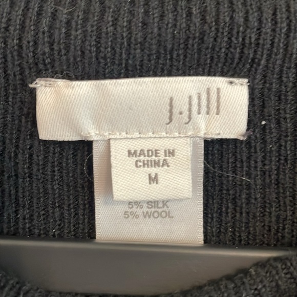 J. Jill Women’s Silk Wool Blend Sweater Medium Black Mock Neck Quiet Luxury - Picture 8 of 13